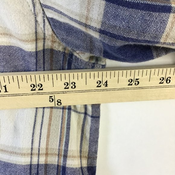 vintage womens jacket shacket 18 20 XL tan blue plaid full zip cotton cropped - Picture 10 of 10